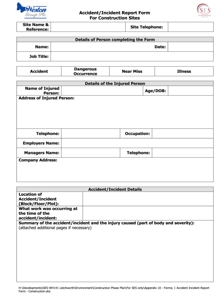 Incident Report Form Template Word Rebeccachulew