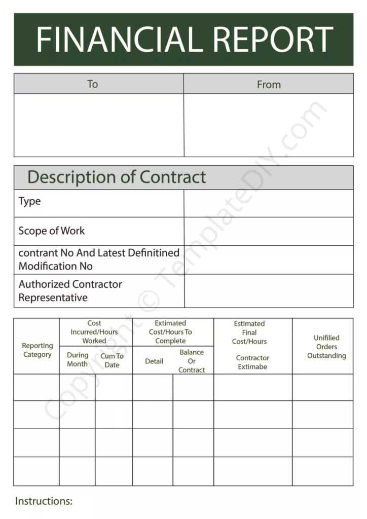 Financial Report Template Blank Printable Pdf Excel Word With