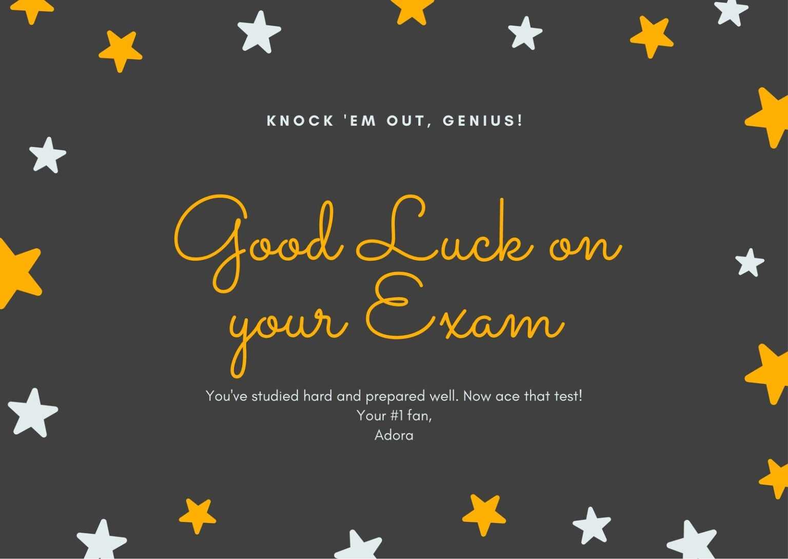 Free Printable Customizable Good Luck Card Templates Canva In Good