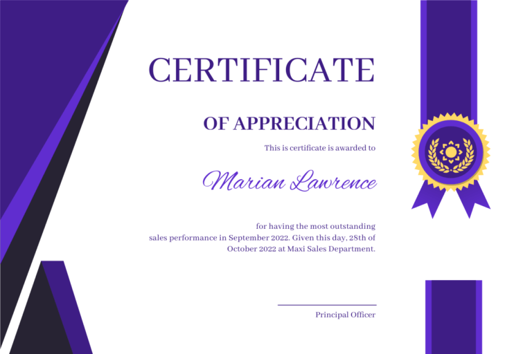 Meteorite Certificate Of Appreciation Certificate Template In In