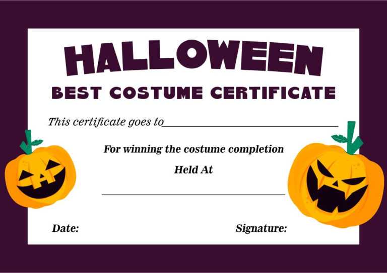 10 Best Halloween Costume Award Printable Certificates Inside Halloween ...