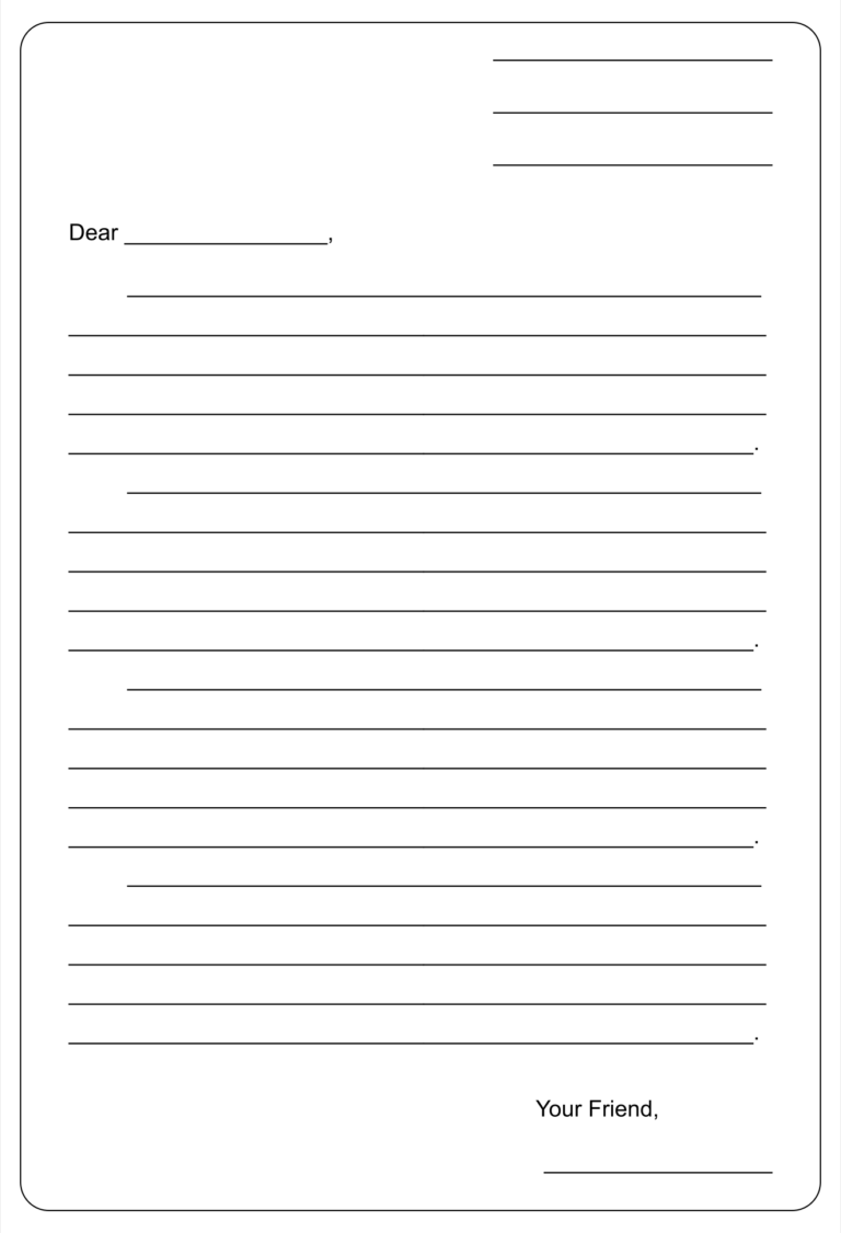 10 Best Printable Blank Template Friendly Letter – Printablee