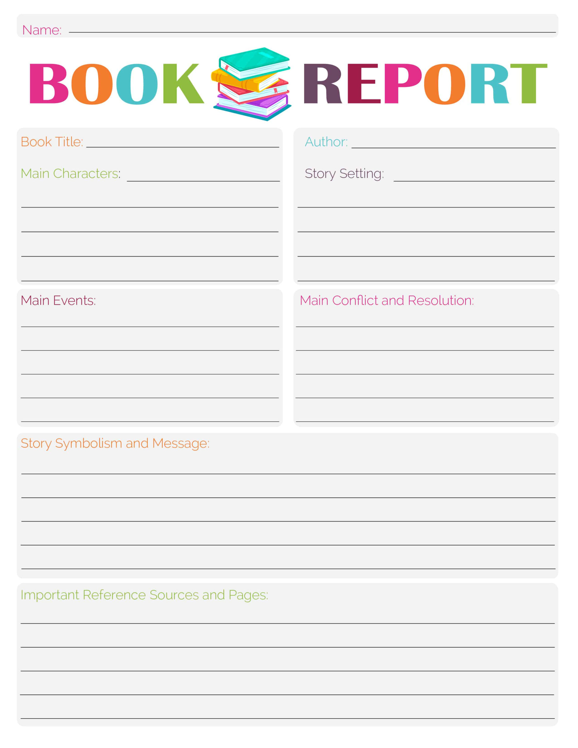One Page Book Report Template