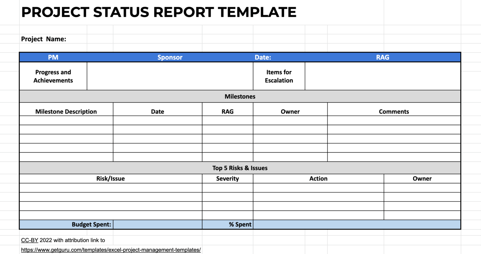 10 Free Project Management Excel Templates & Examples Guru Regarding ...