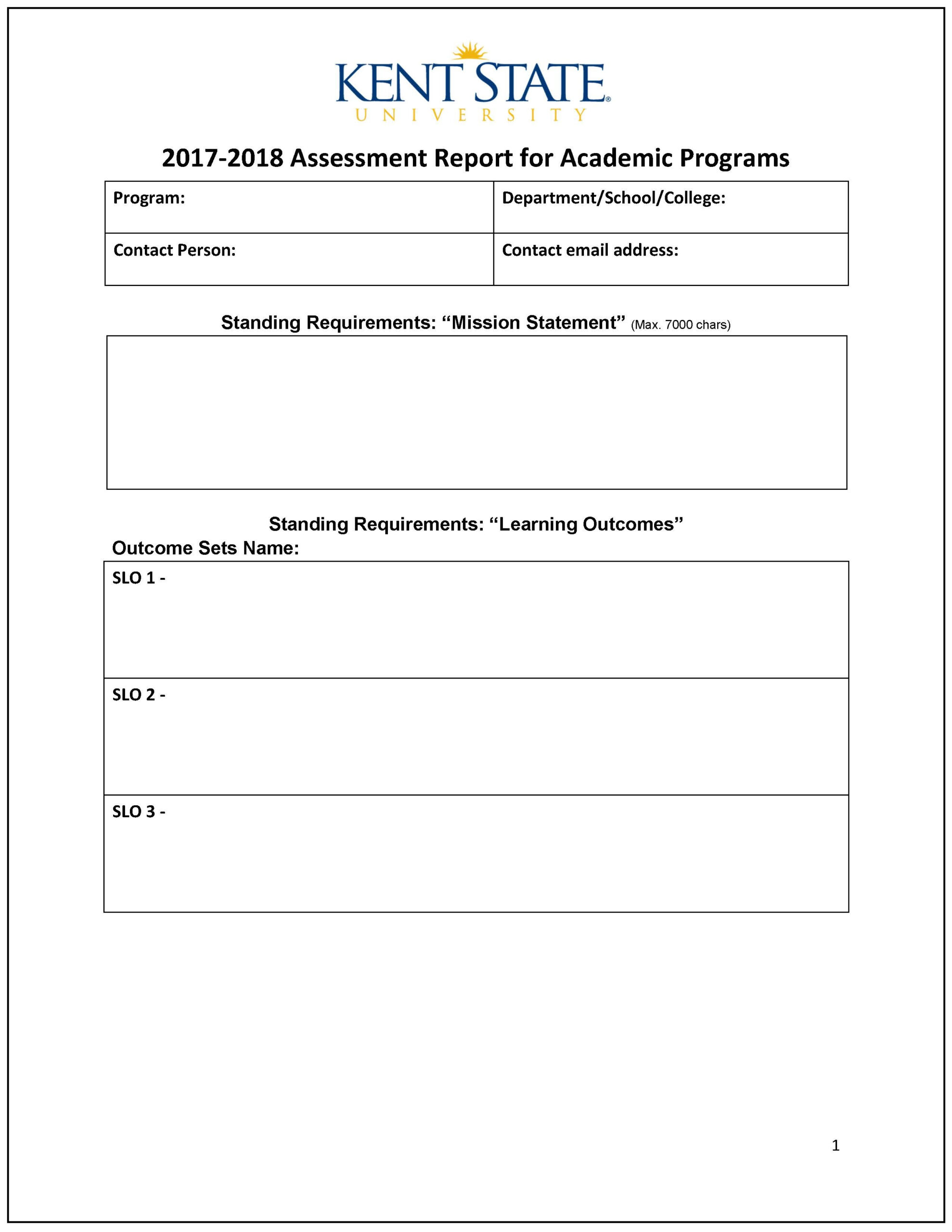 Assessment Report - Word Template  Kent State University In Word Document Report Templates