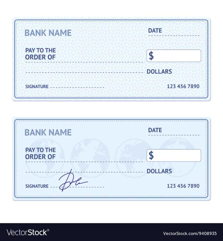 Bank Check Template Set Royalty Free Vector Image In Customizable Blank ...