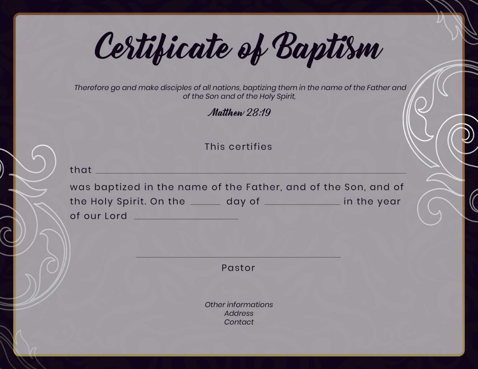 Baptismal Certificate: Free Baptism Certificate Templates With Baptism ...
