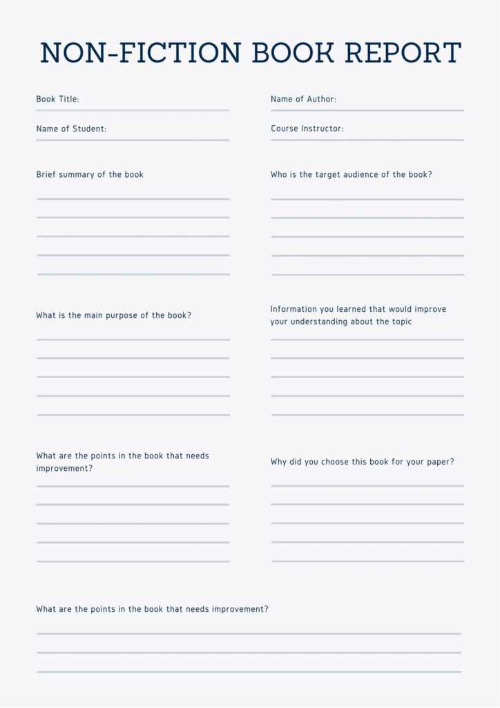 Blue Simple Non Fiction Book Report Templates By Canva Within