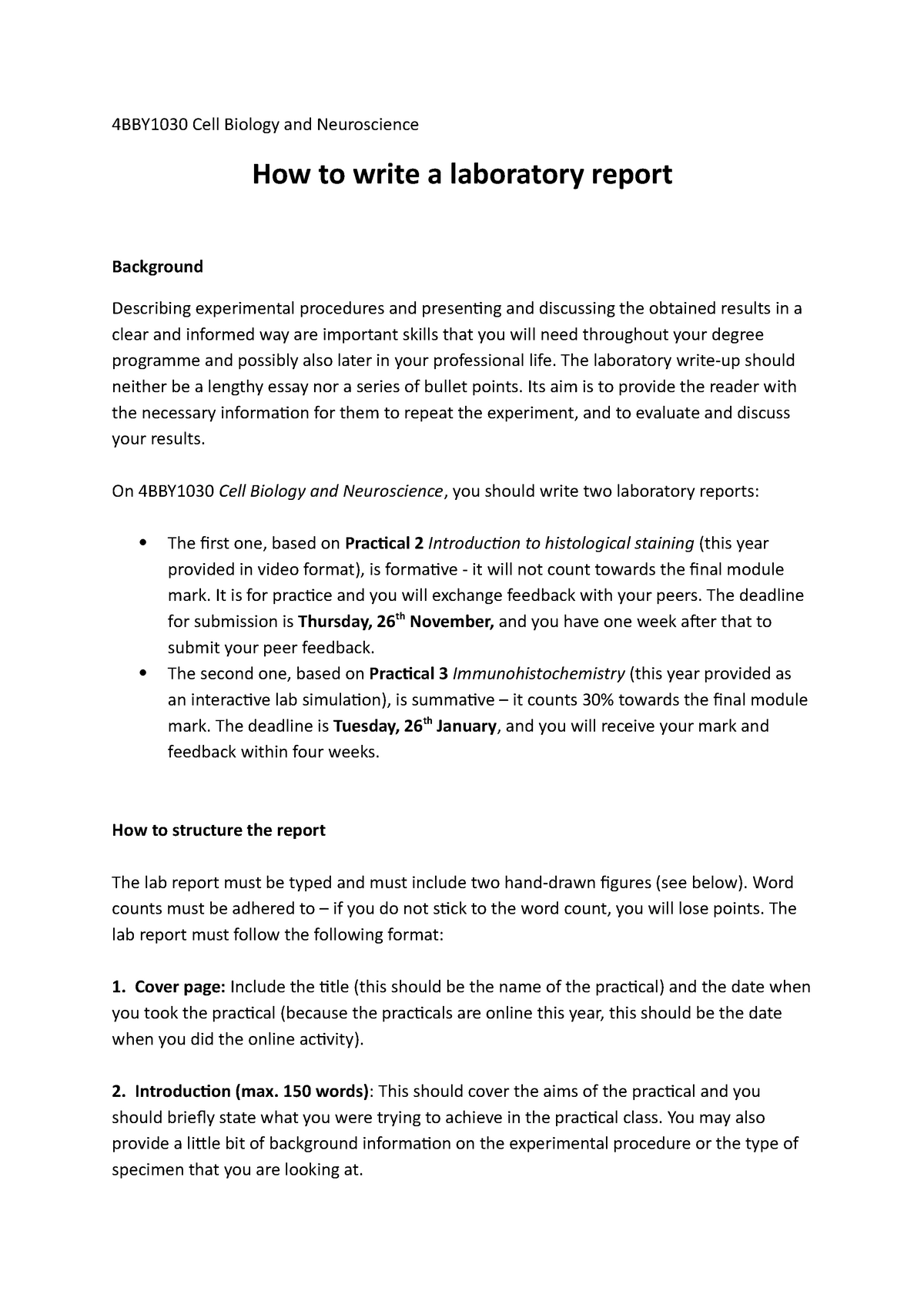 Biology Lab Report Template