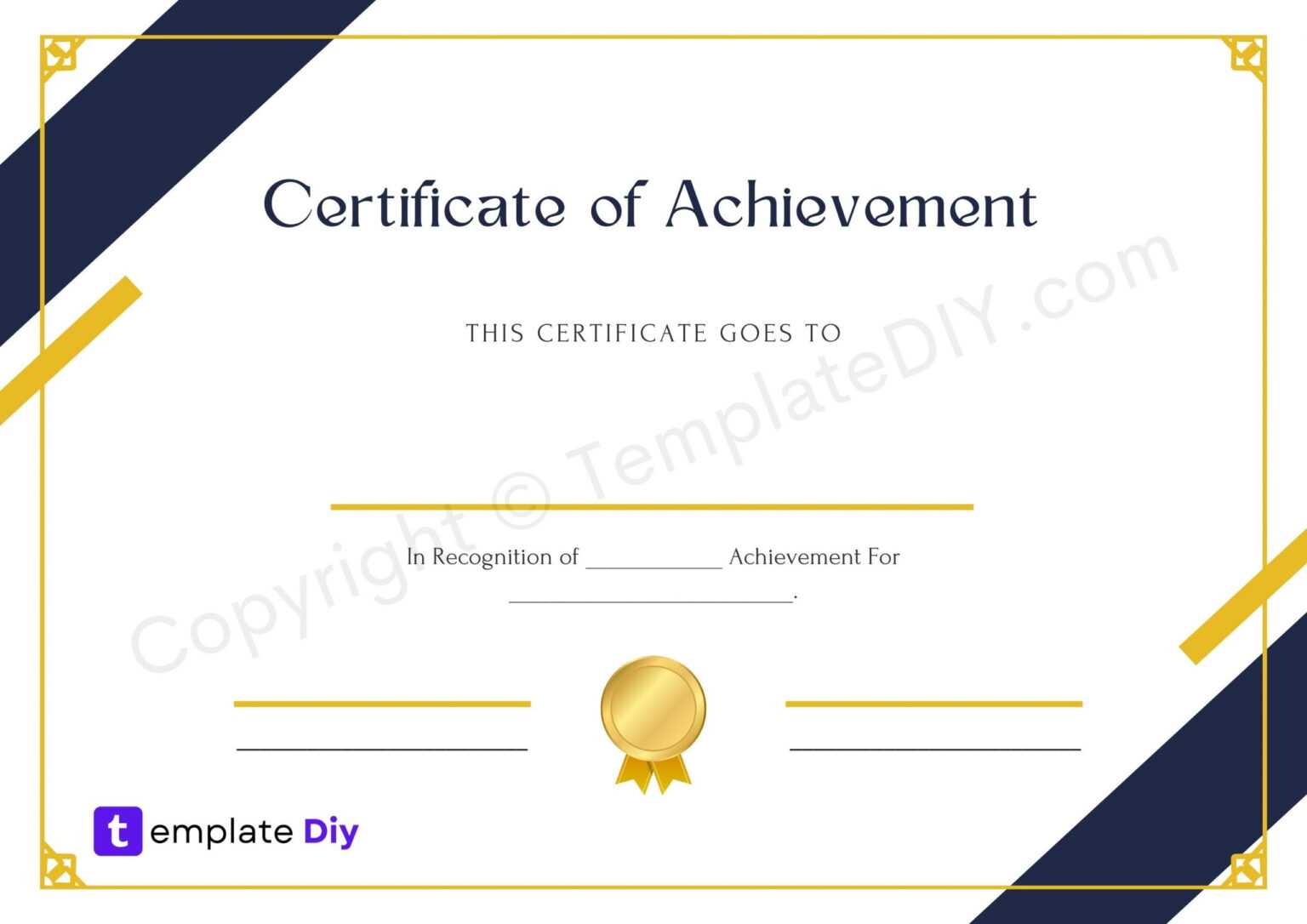 Certificate of Achievement Blank Printable Template in PDF & Word In ...