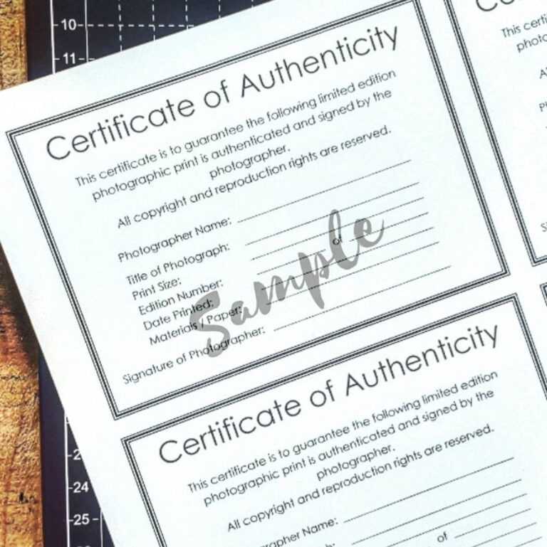 Certificate Of Authenticity Photography Template