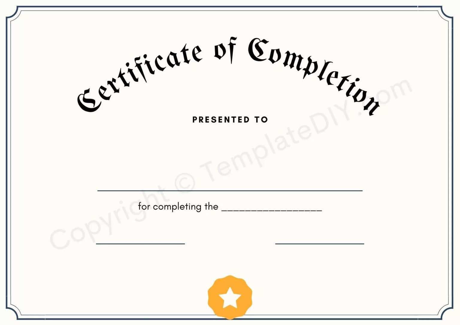 Certificate Of Completion Blank Printable Template In Pdf And Word With Free Completion 5123