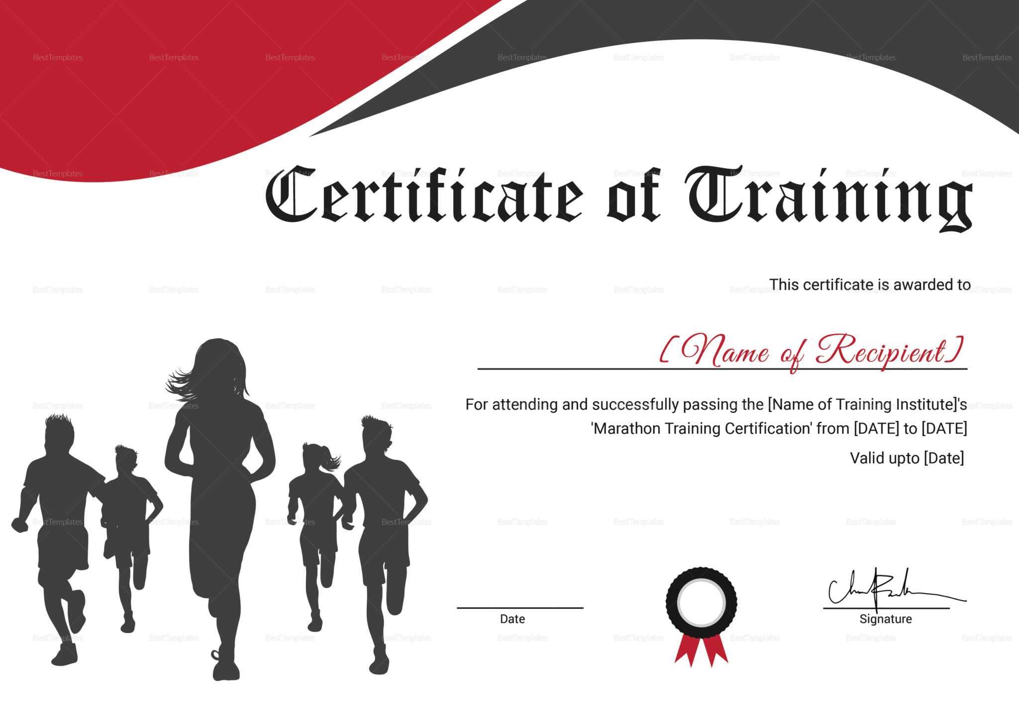 Certificate Of Training For Running Template In PSD, Word Intended For ...