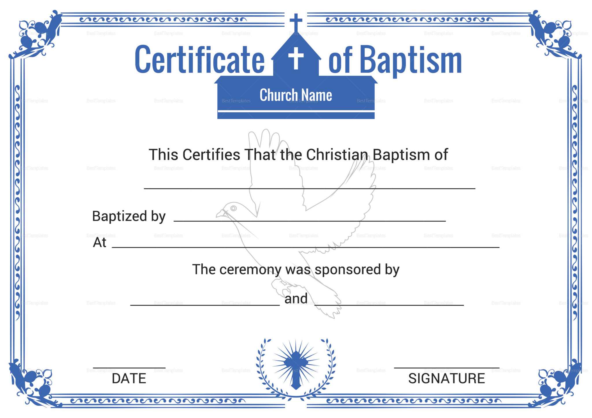 Christian Baptism Certificate Template – Rebeccachulew.com