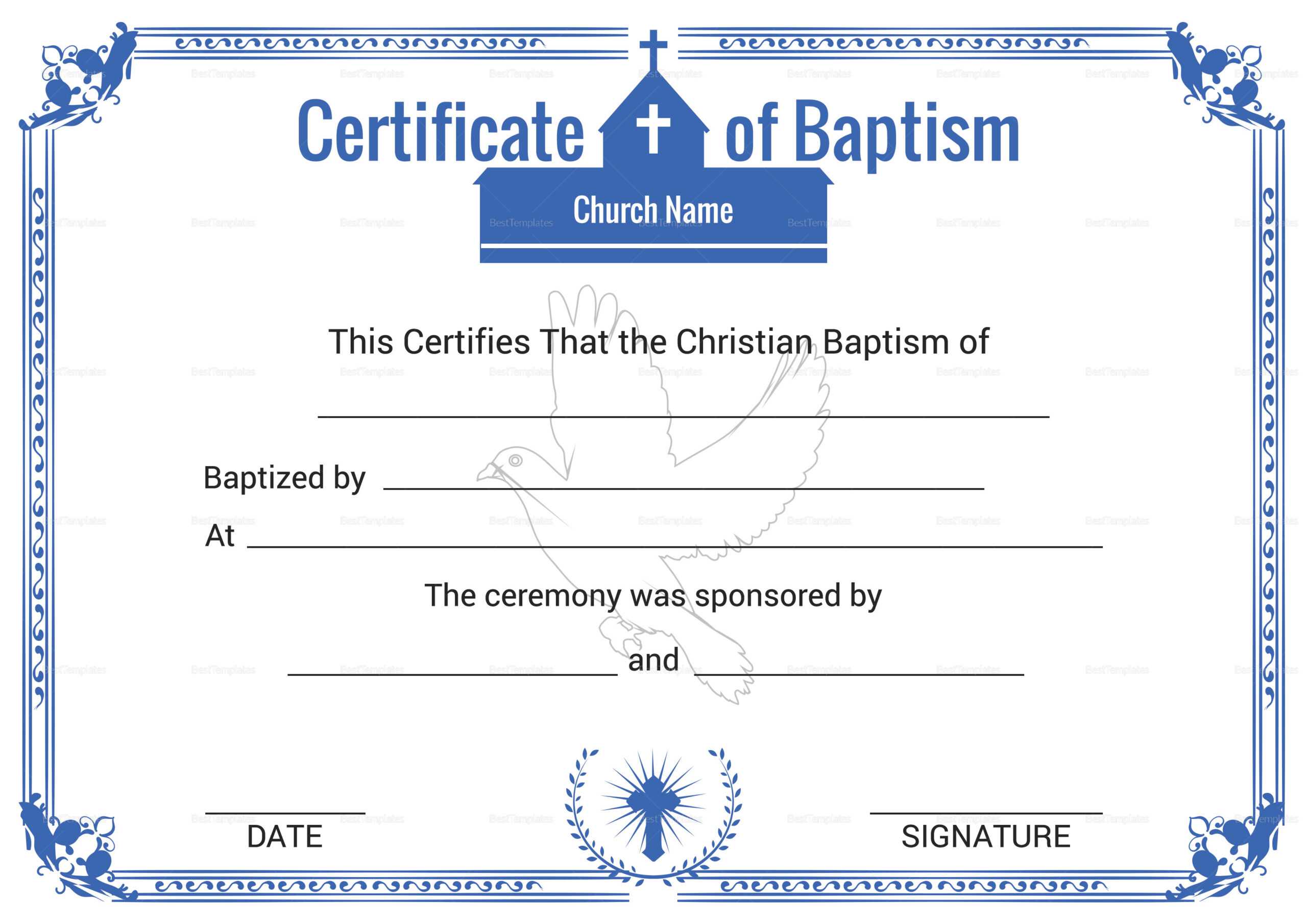 Christian Baptism Certificate Template Rebeccachulew