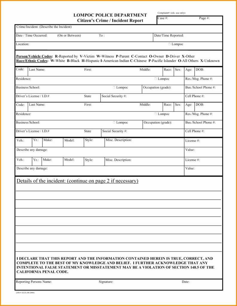 Fake Police Report Template   Collision Shop New Client Information Template Within Fake Police Report Template 793x1024 