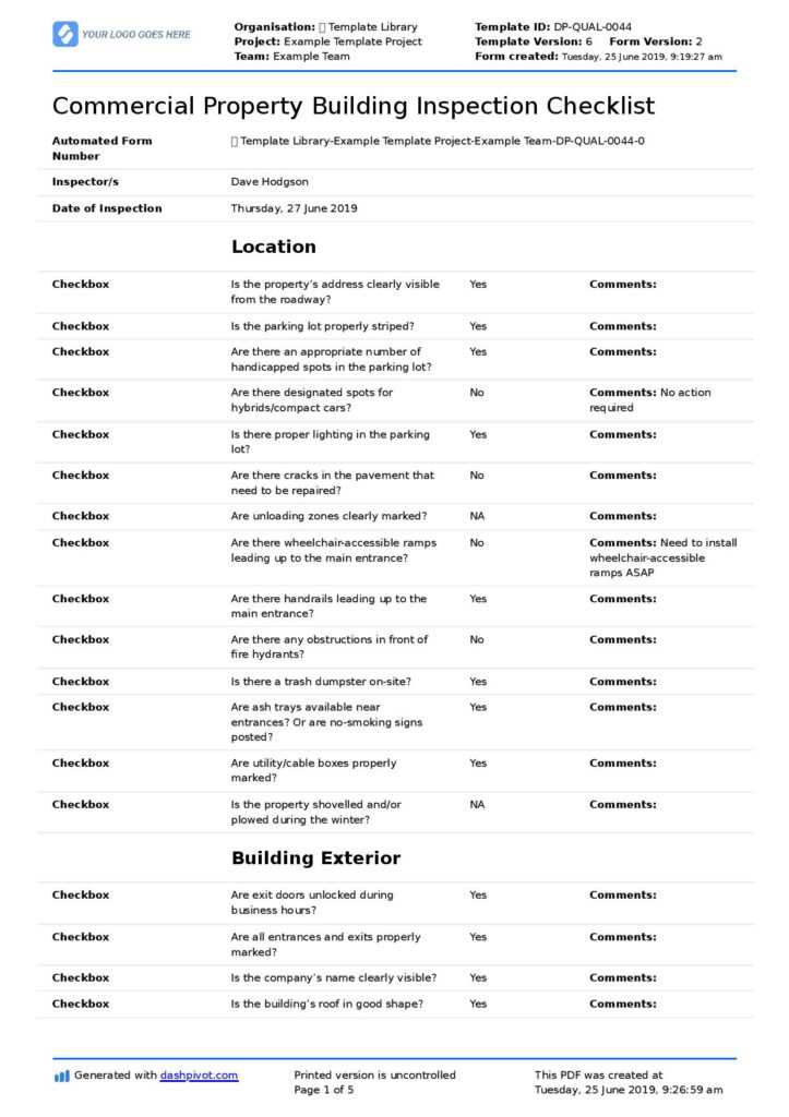 Commercial Property Inspection Checklist Template (Use It Free Here) In ...