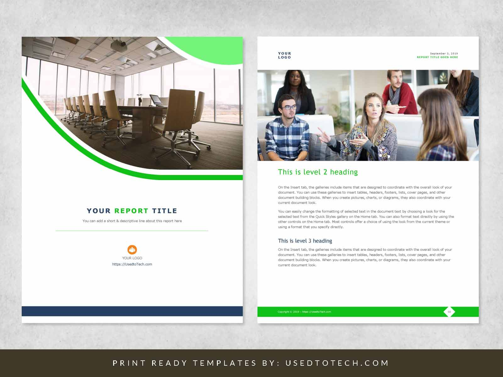 Corporate report design template in Microsoft Word - Used to Tech Inside Word Document Report Templates