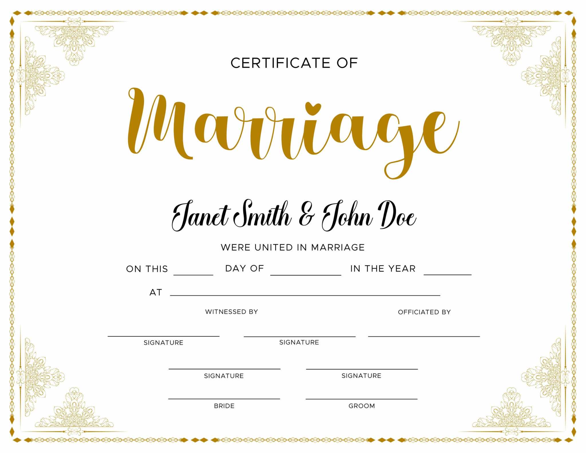 Editable Marriage Certificate Editable Printable Wedding Certificate