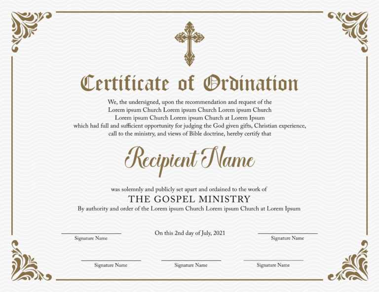 Ordination Certificate Templates