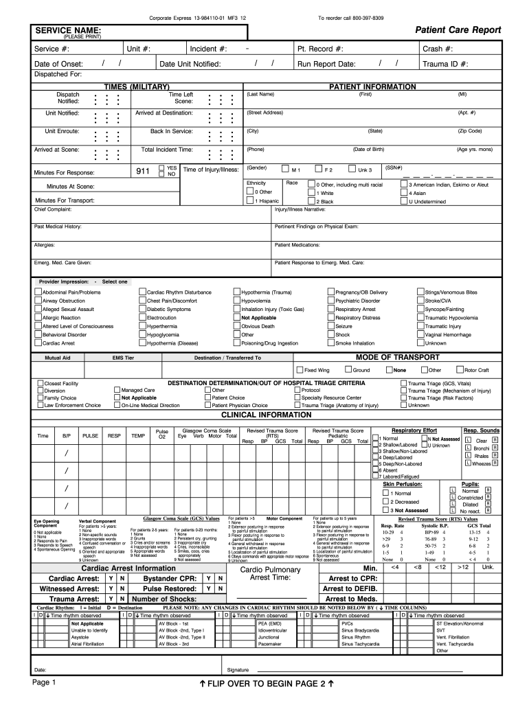 Ems Pcr Template Pdf – Fill Online, Printable, Fillable, Blank  With Regard To Patient Care Report Template
