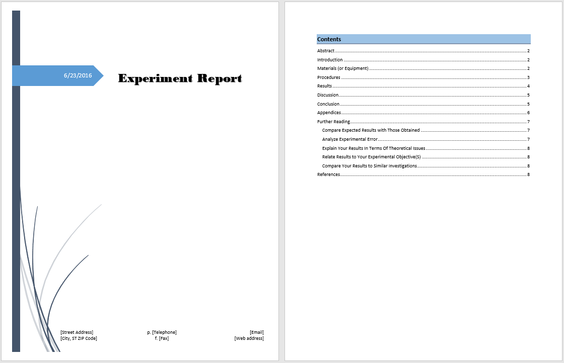 Experiment Report Template - My Word Templates Inside Word Document Report Templates