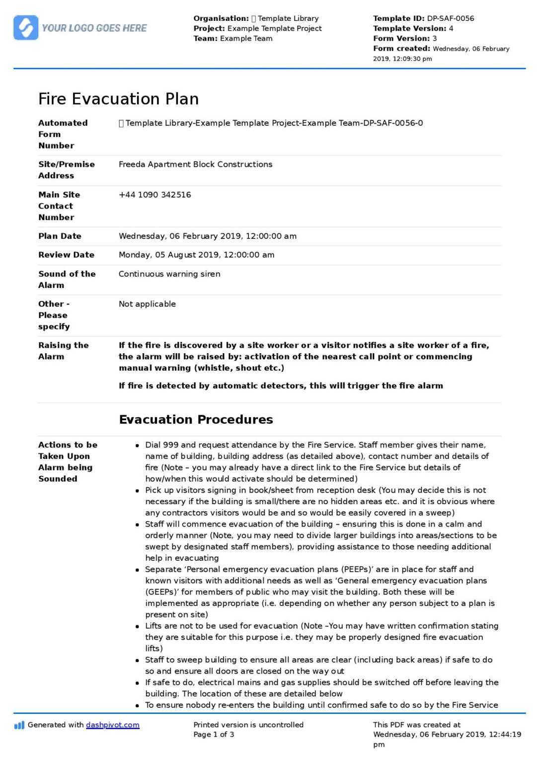 Emergency Drill Report Template