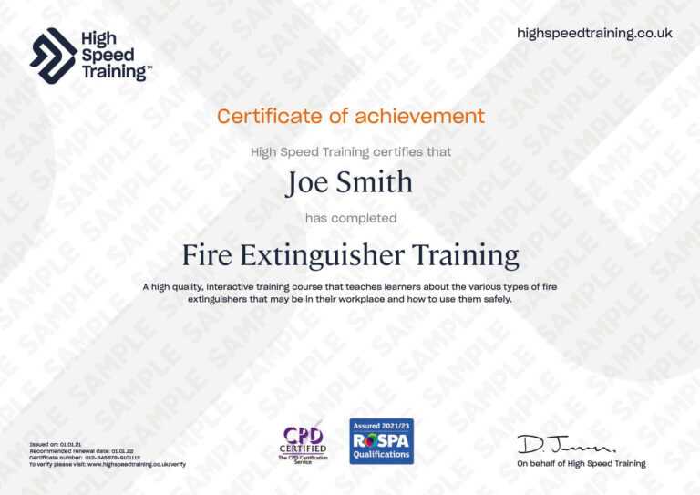 Fire Extinguisher Certificate Template