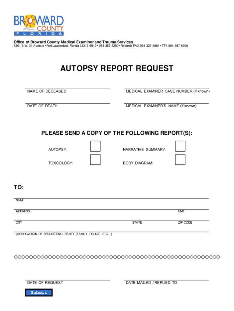 Fl Autopsy Request – Fill Online, Printable, Fillable, Blank Throughout ...