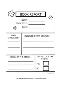 Free Book Report Template Coloring Page Coloring Page Printables With ...