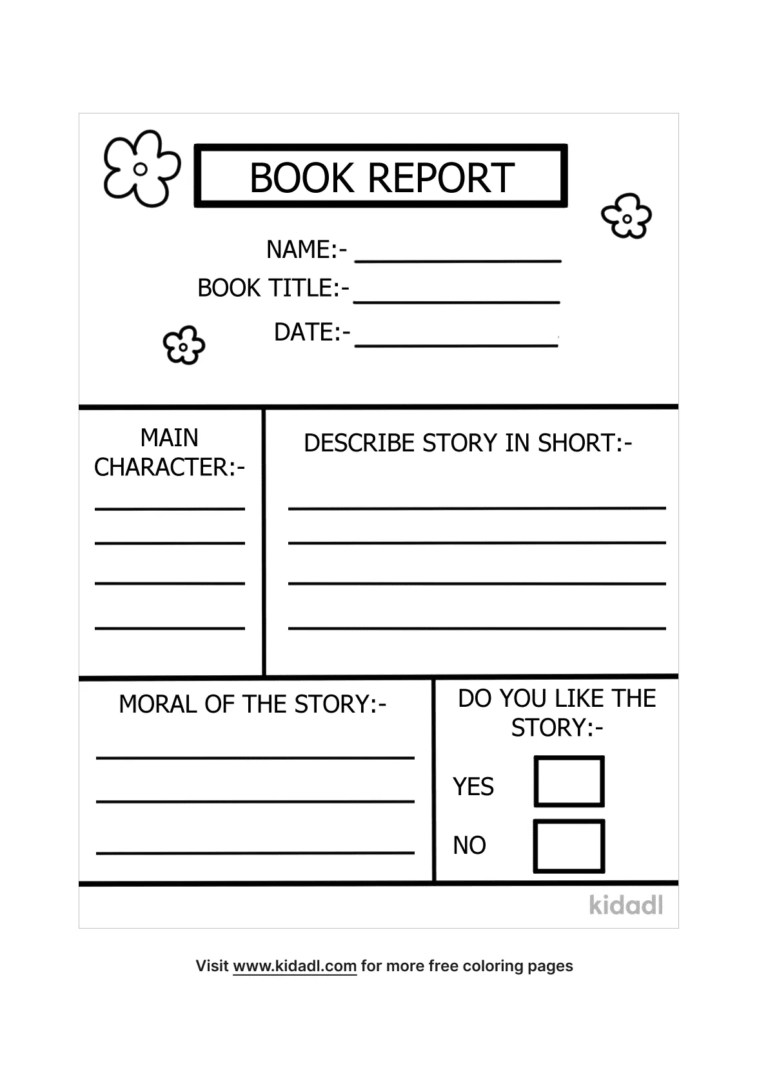 Free Book Report Template Coloring Page Coloring Page Printables With ...