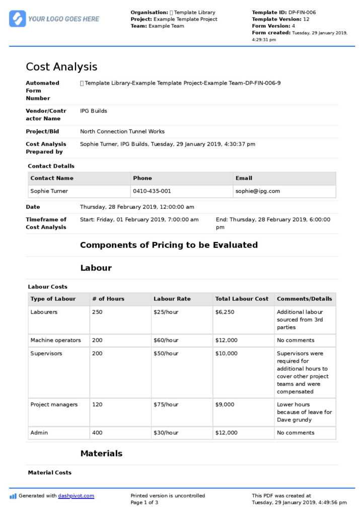 Free Construction Cost Analysis Template Better Than Excel And Pdf In Construction Cost Report