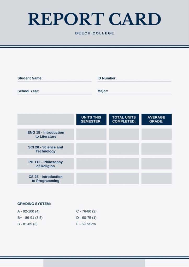 Free Custom Printable College Report Card Templates Canva Throughout ...