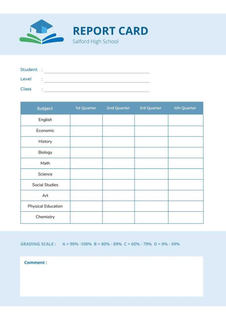 Free Custom Printable High School Report Card Templates Canva In High ...