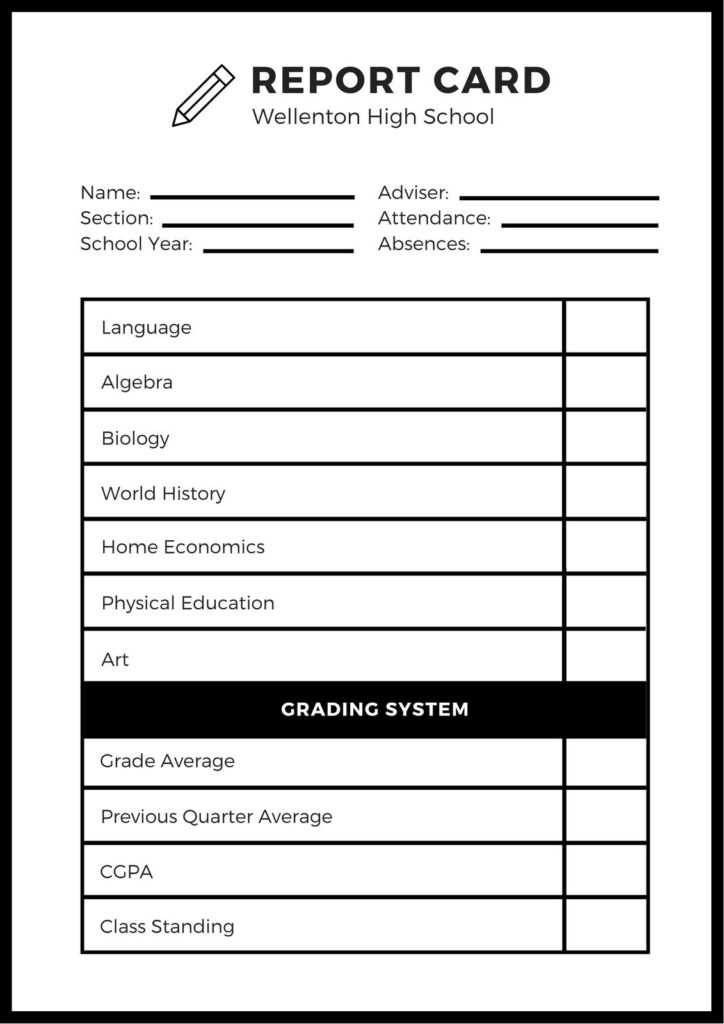 free-custom-printable-high-school-report-card-templates-canva-regarding