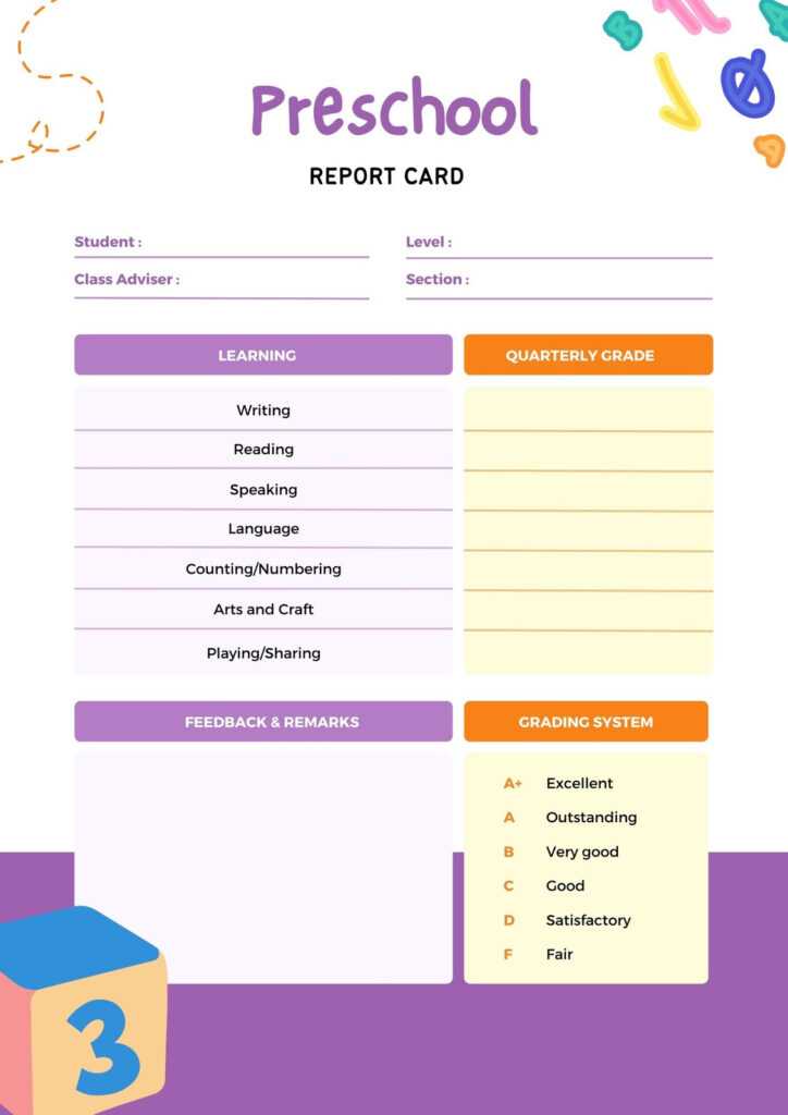 Free Custom Printable Preschool Report Card Templates Canva Inside ...