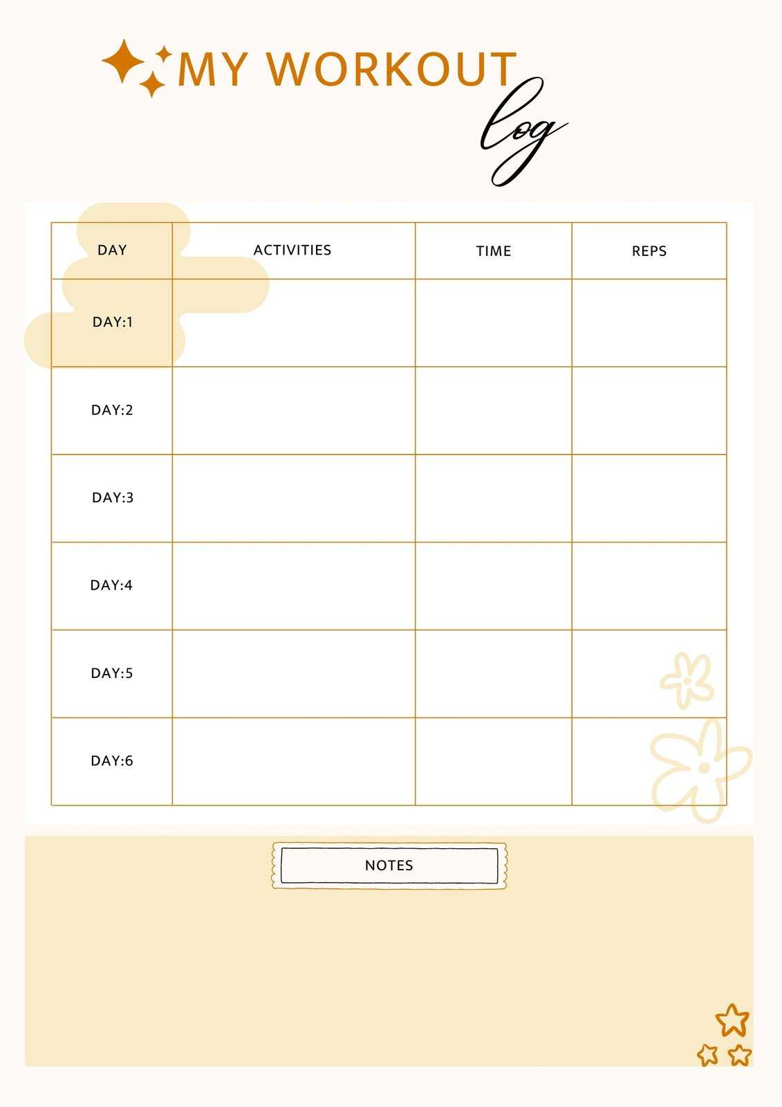 Blank Workout Schedule Template