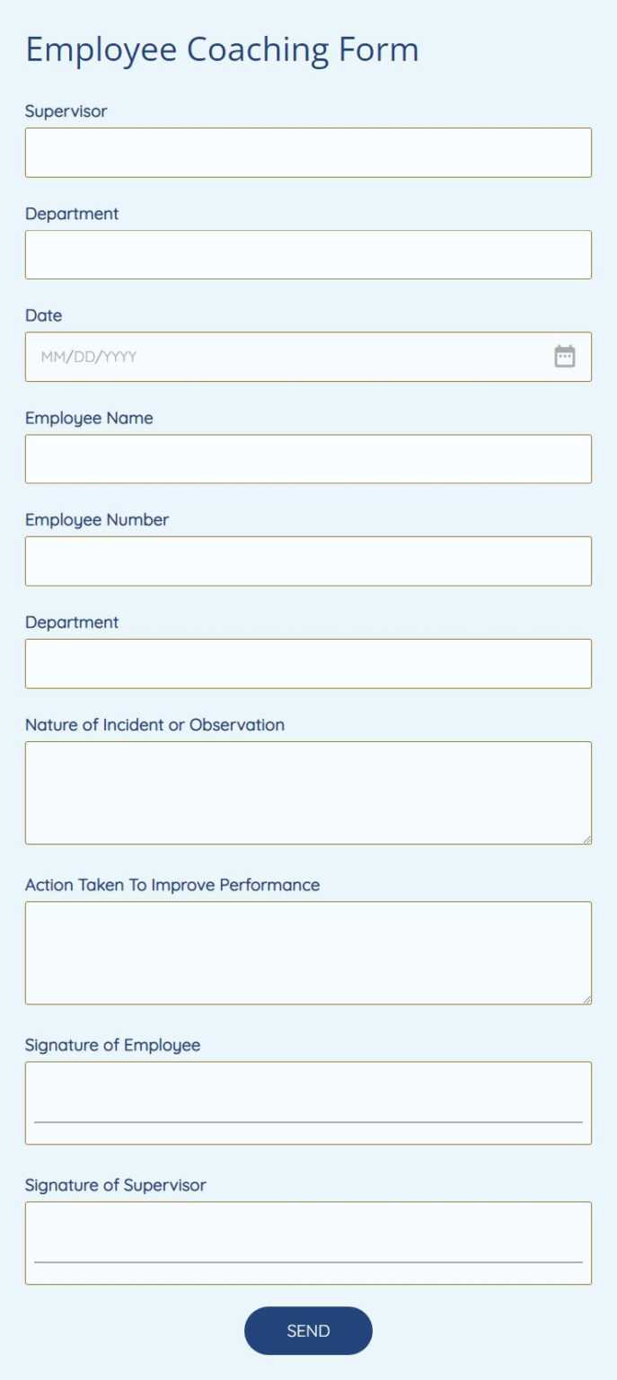 Free Employee Coaching Form Template 10formbuilder With Regard To 