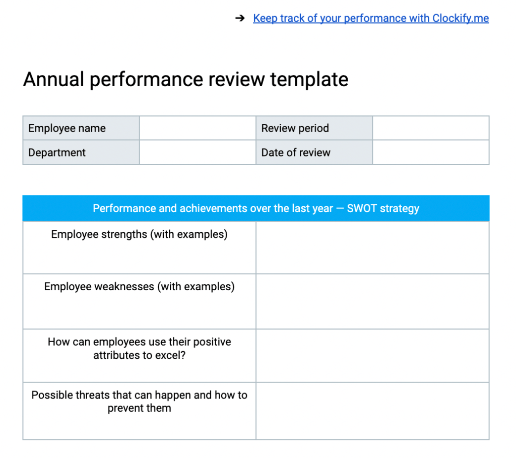 Free Employee Performance Report Templates Pertaining To Annual Review ...