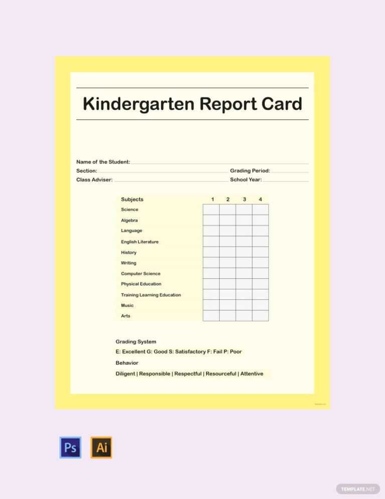 Free Free Kindergarten Report Card Template – Illustrator, PSD ...