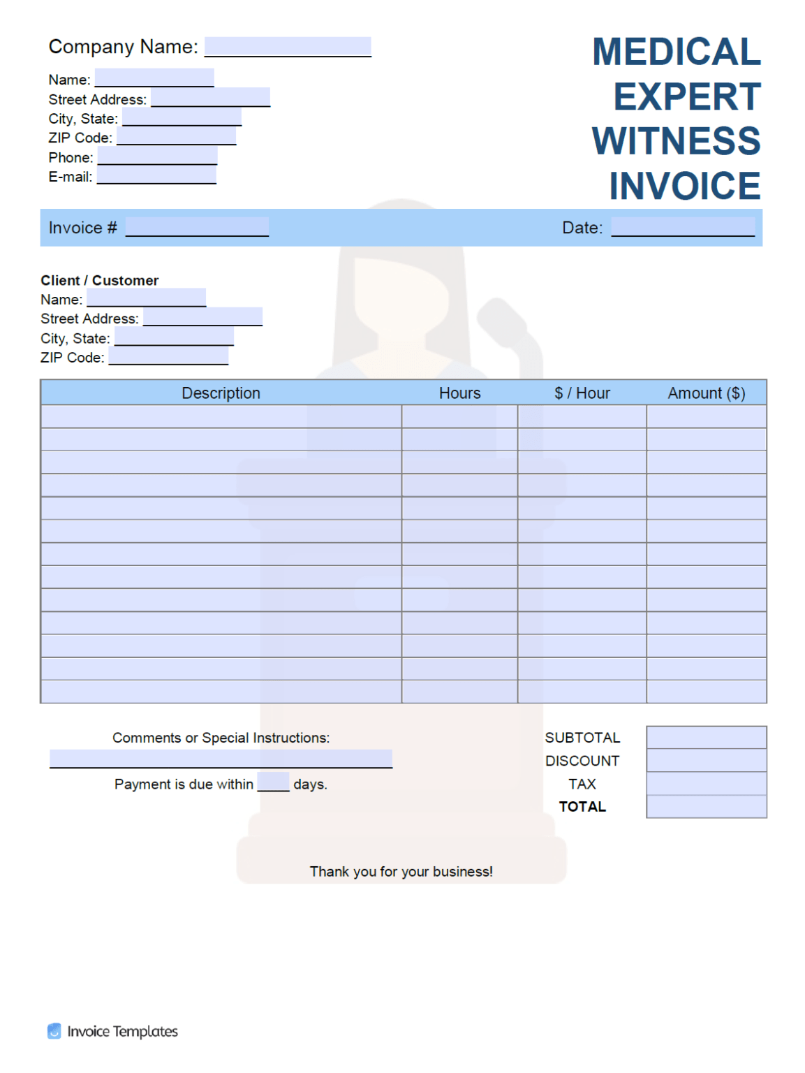 Free Medical Expert Witness Invoice Template PDF WORD EXCEL With Regard ...