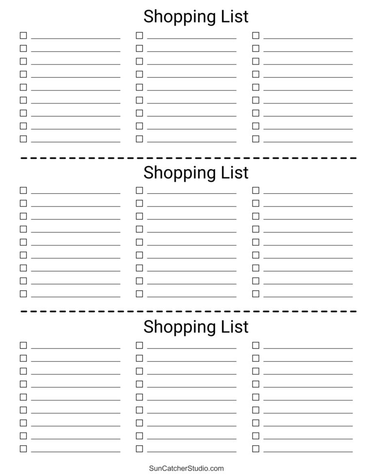 Free Printable Grocery List Templates (PDF): Shopping Lists – DIY ...