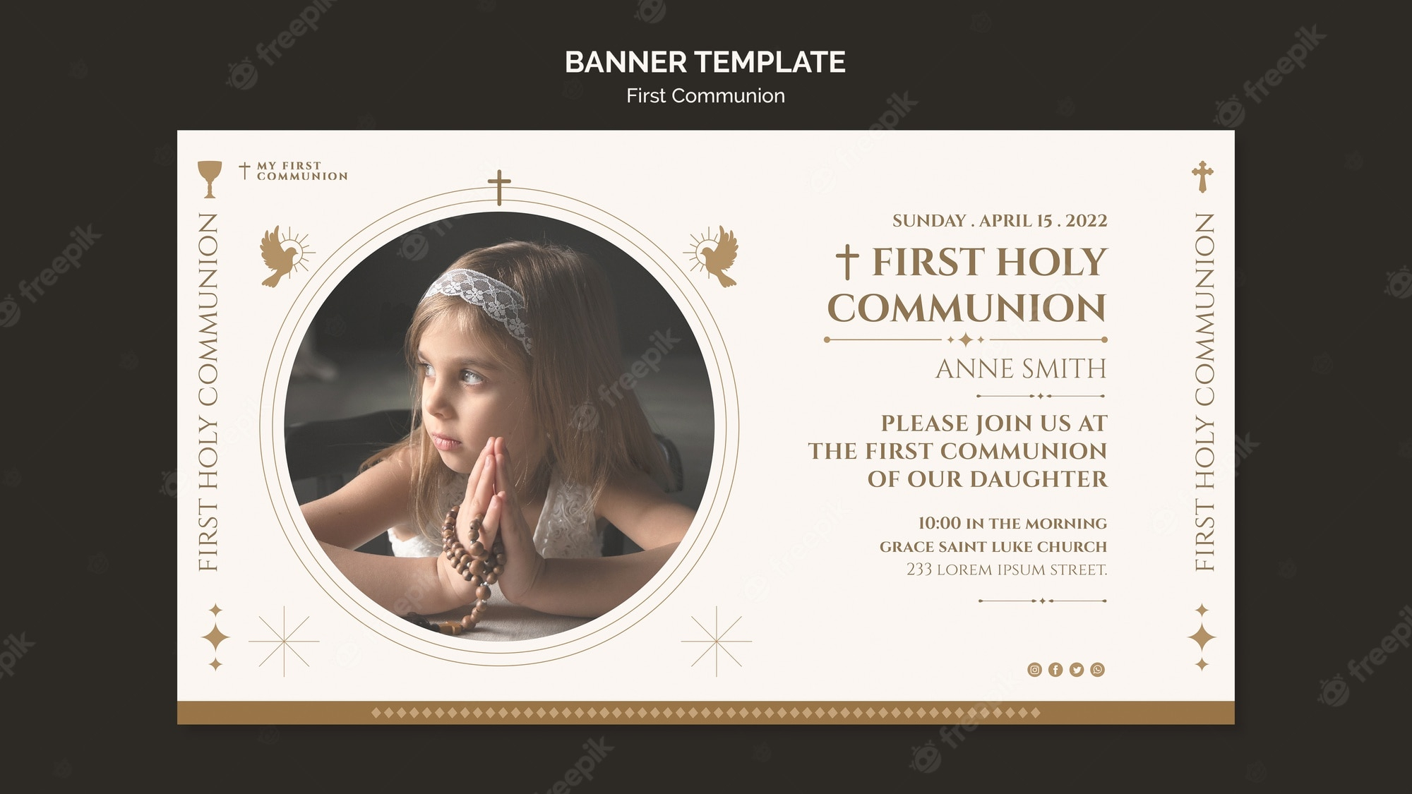 First communion banner templates free