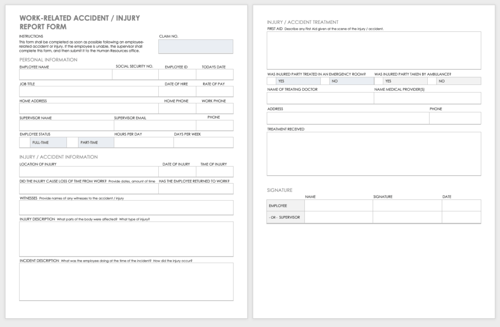 Incident Hazard Report Form Template