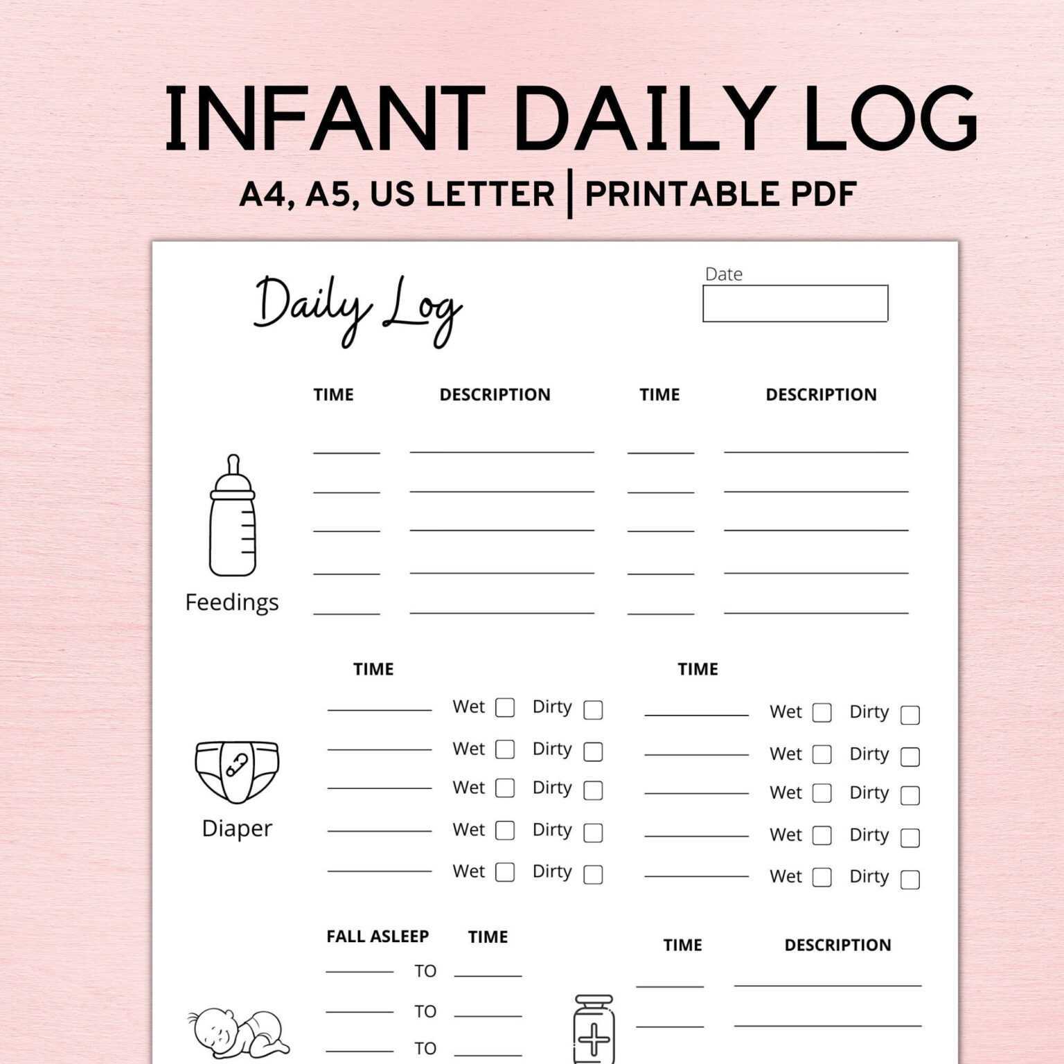 Infant Daily Log Printable – Etsy Pertaining To Daycare Infant Daily ...