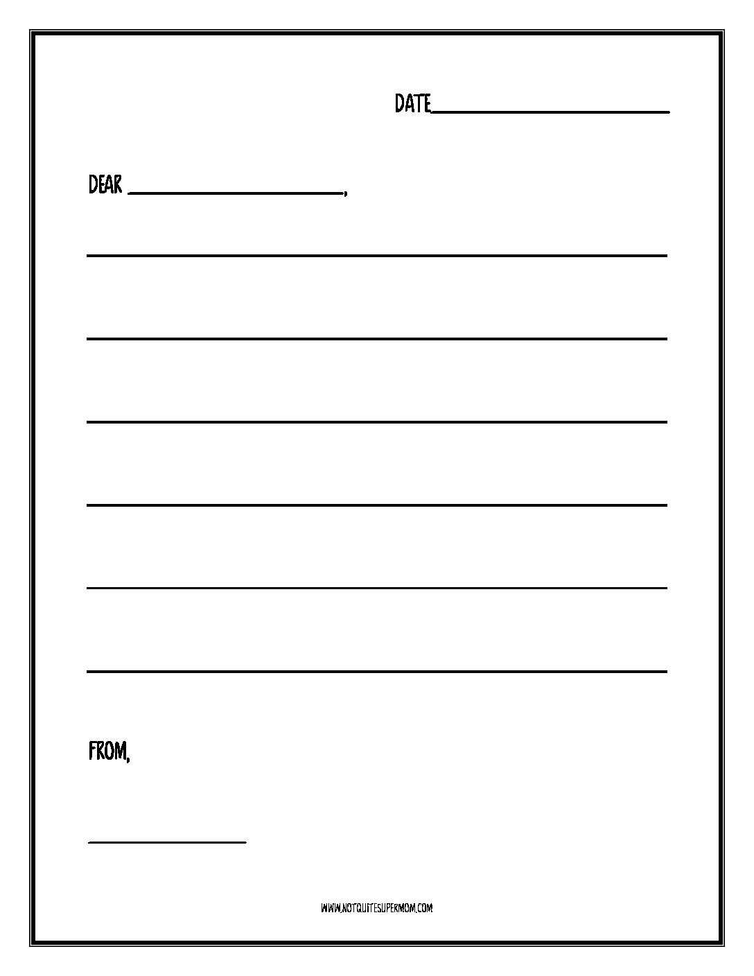 Blank Letter Writing Template For Kids