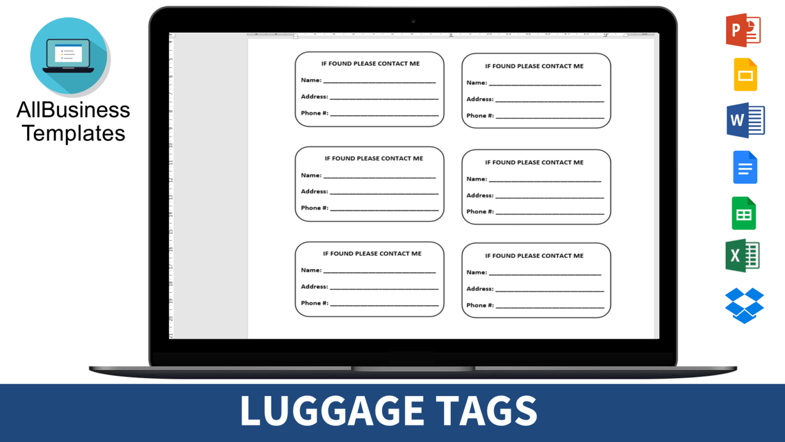 Blank Luggage Tag Template