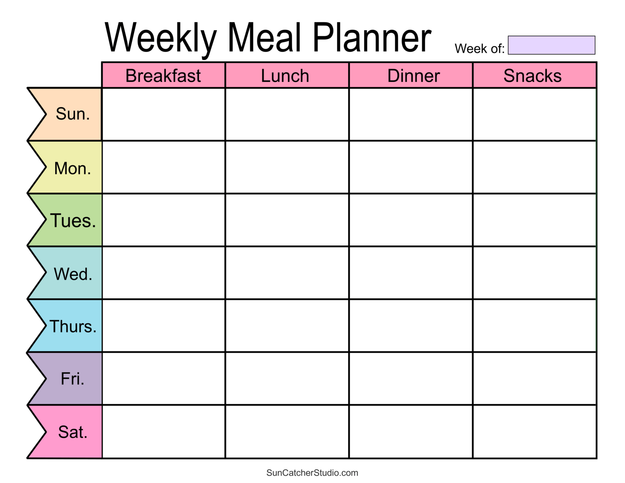 Meal Planners: Printable Weekly Menu Templates (PDF) – DIY In Blank ...