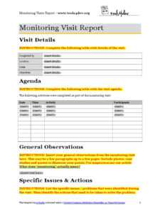 Monitoring Visit Report Template PDF Business Inside Customer Visit ...