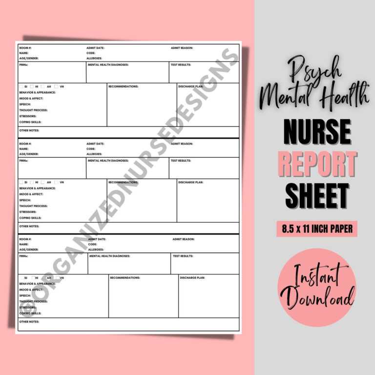 Nurse Report Sheet For Or Psych Patients Nurse Brain Etsy In